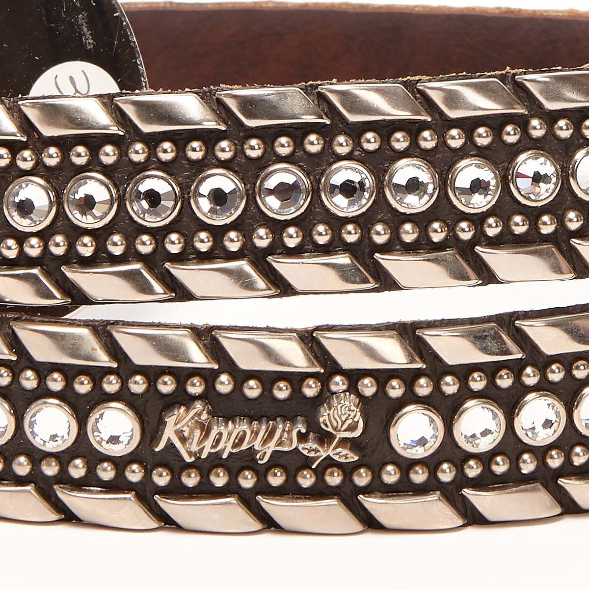 KIPPYS Cintura Media Swarovsky E Borchie Fibbia Decorata Donna Nero Silver SWABOMEDIAFDEC NERO.SILVER 
