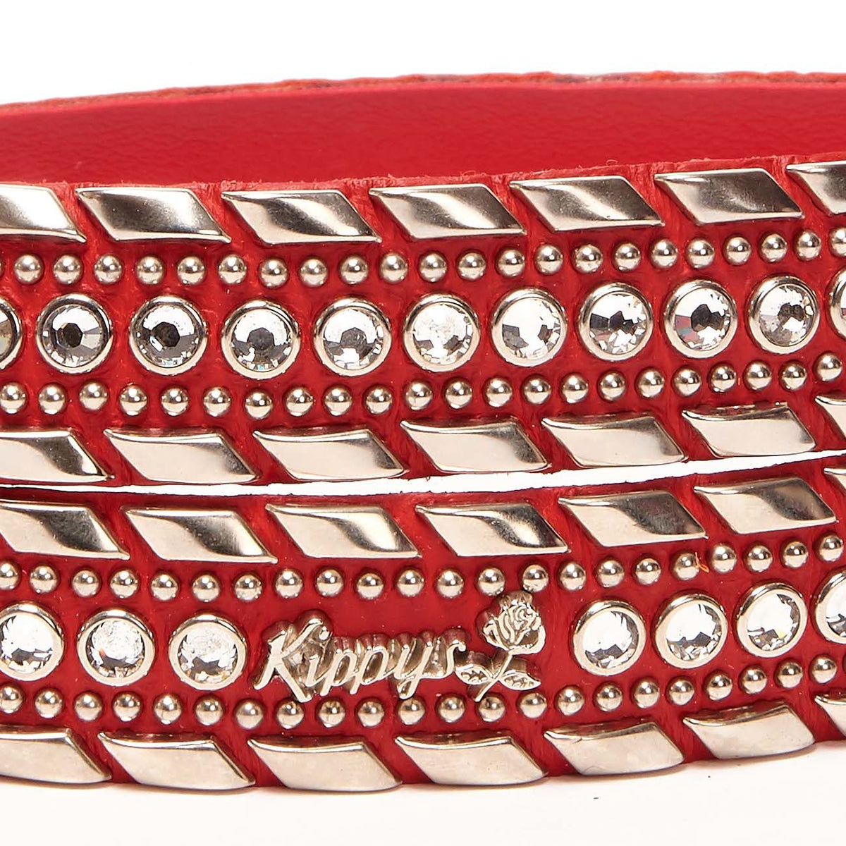 KIPPYS Cintura Media Swarovsky E Borchie Fibbia Decorata Donna Rosso Silver SWABOMEDIAFDEC ROSSO.SILVER 