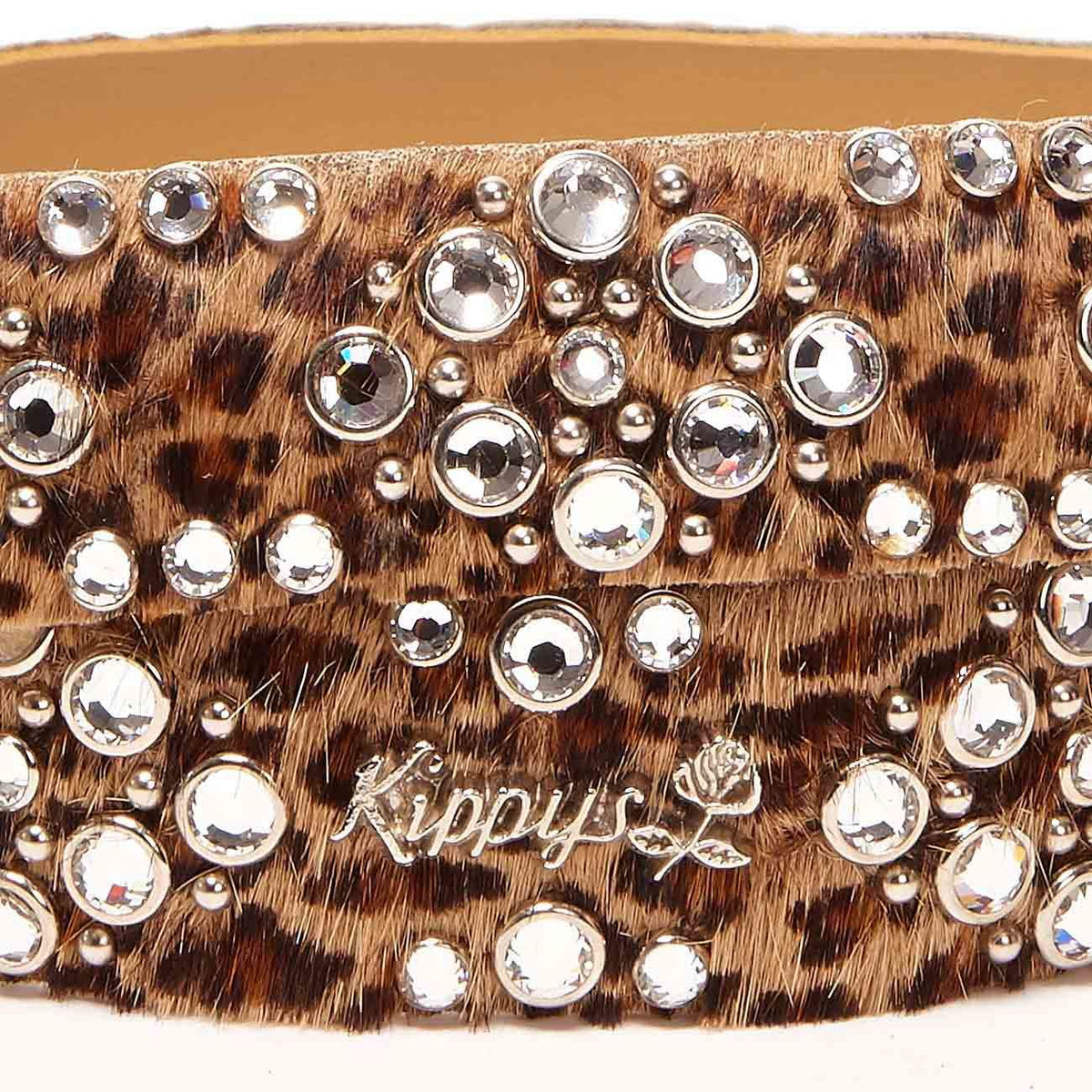 KIPPYS Cintura Media Cavallino Leopardata Swarovsky Fibbia Decorata Donna Marrone Silver SWALEOFDEC MARRONE.SILVER 