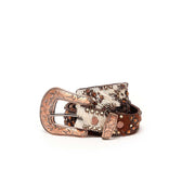 KIPPYS Cintura Media Cavallino Muccato Swarovsky Fibbia Decorata Donna Marrone Bianco Arancio SWAMDMUCCAFDEC MARRONE.BIANCO.ARANCIO 