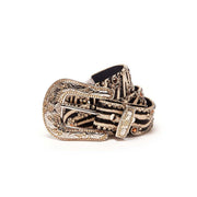 KIPPYS Cintura Alta Cavallino Zebrata Swarovsky Fibbia Decorata Donna Nero Bianco Arancio SWAZEBRAFDEC NERO.BIANCO.ARANCIO 