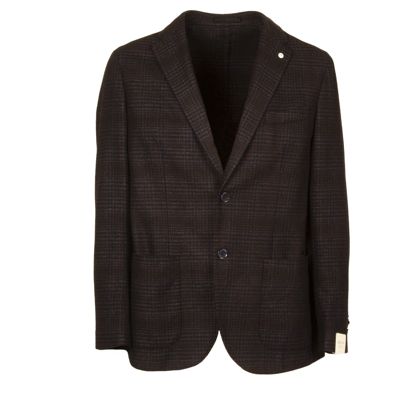 L.B.M.1911. Giacca U. 2 Bott. Tasca Appl. Check Sovratinto Lana L.B.M 25536 2887 5 NERO/BLU/MORO 