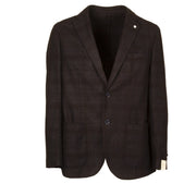 L.B.M.1911. Giacca U. 2 Bott. Tasca Appl. Check Sovratinto Lana L.B.M 25536 2887 5 NERO/BLU/MORO 