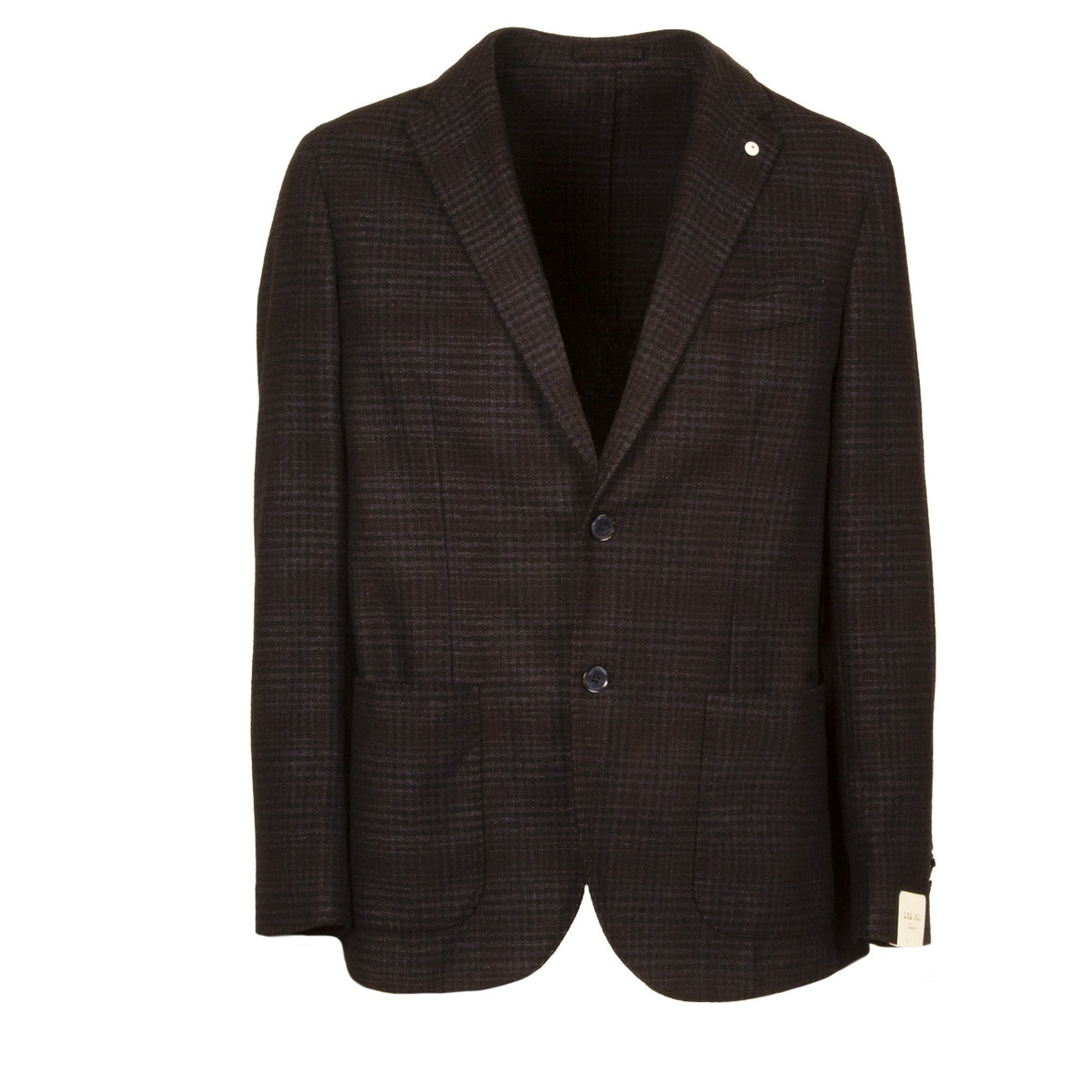 L.B.M.1911. Giacca U. 2 Bott. Tasca Appl. Check Sovratinto Lana L.B.M 25536 2887 5 NERO/BLU/MORO 