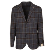 L.B.M.1911. Giacca U. 2 Bott. Tasca Appl. Check Cot. Mano Cashmere L.B.M 25810 2815 1 BLU/GESSO/MARRONE 