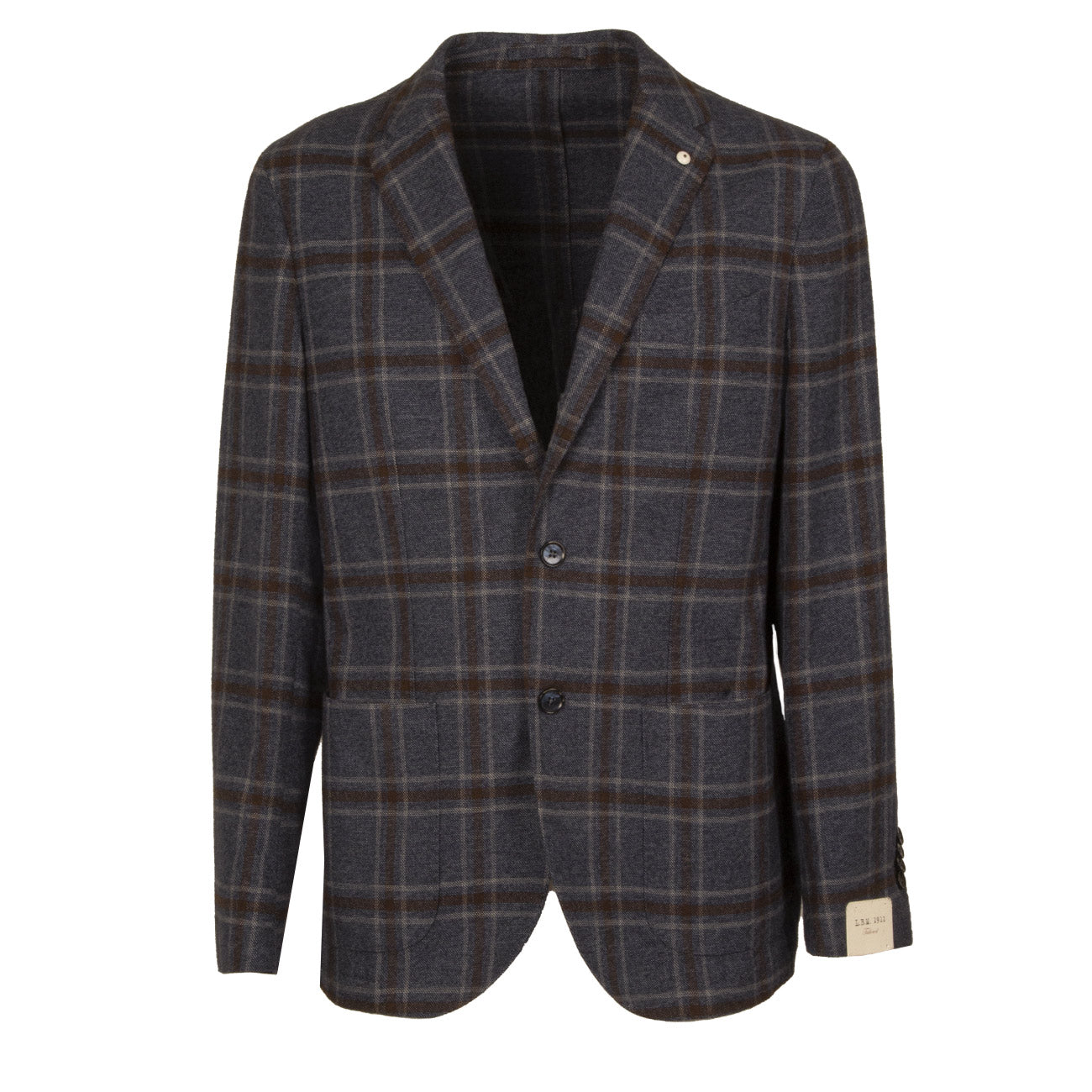 L.B.M.1911. Giacca U. 2 Bott. Tasca Appl. Check Cot. Mano Cashmere L.B.M 25810 2815 1 BLU/GESSO/MARRONE 