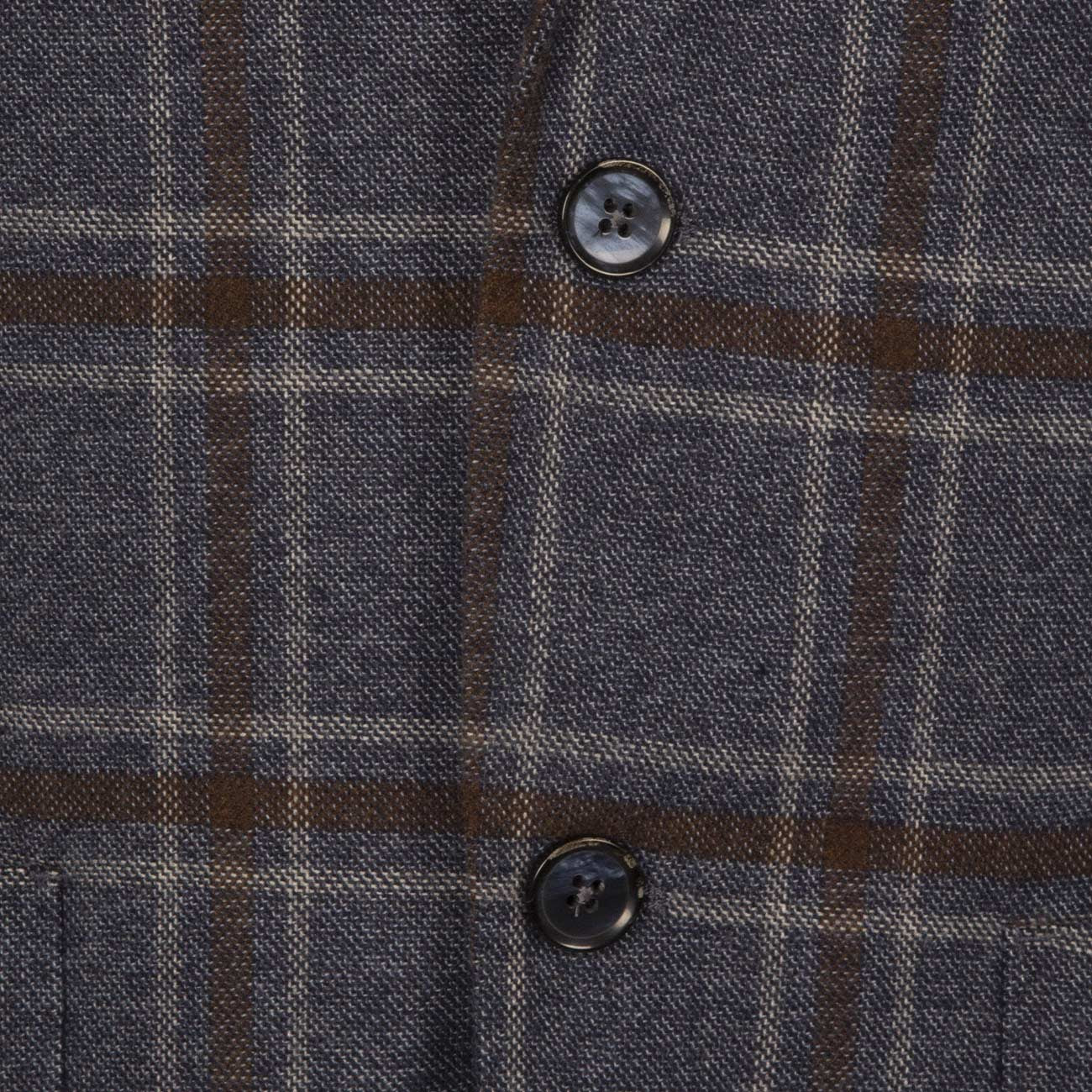 L.B.M.1911. Giacca U. 2 Bott. Tasca Appl. Check Cot. Mano Cashmere L.B.M 25810 2815 1 BLU/GESSO/MARRONE 