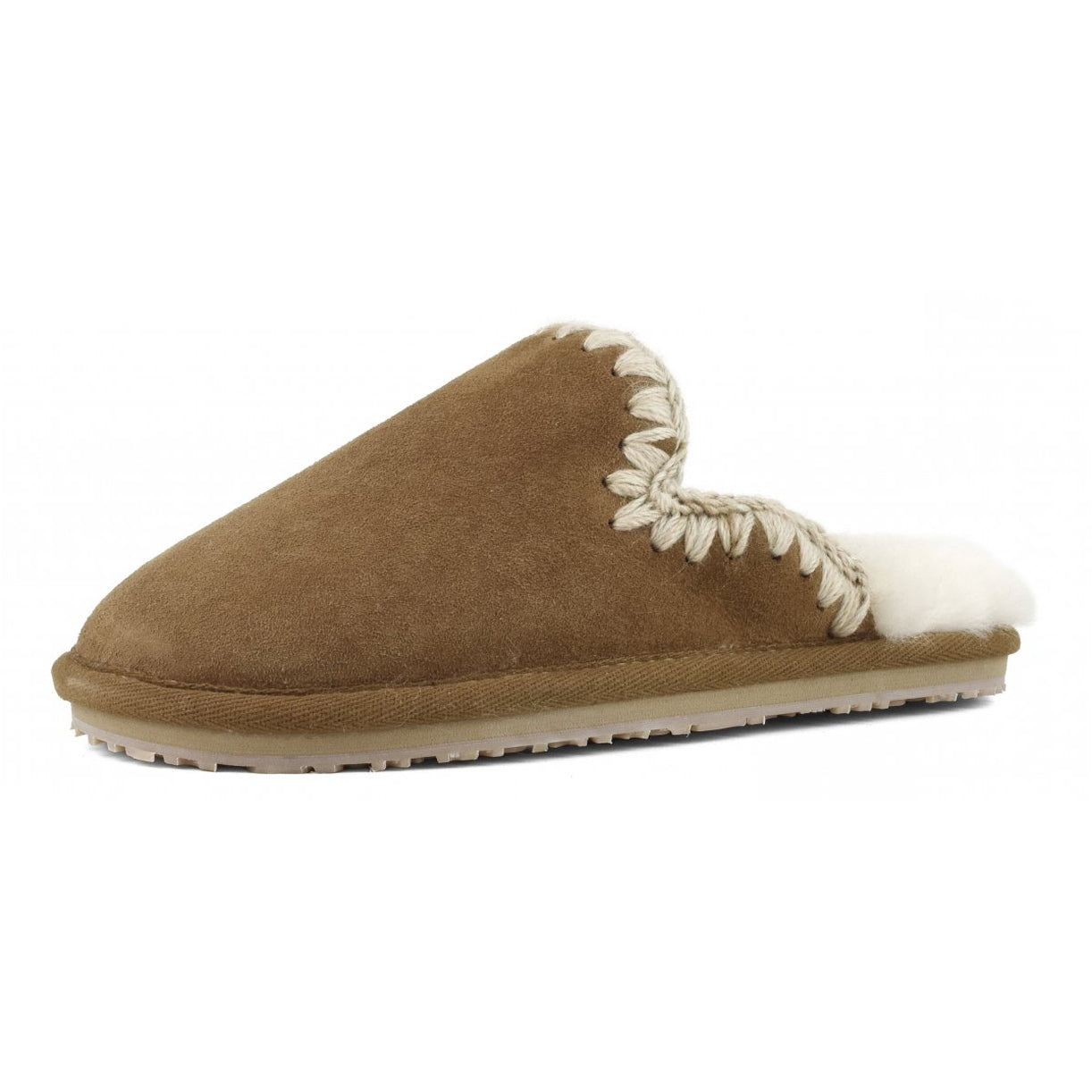 MOU Slippers Suede Eskimo Stitch Donna Cognac MU.FW161008A COGNAC 