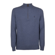 POLO RALPH LAUREN Pullover Mezza Zip In Lana Merino Uomo Twilight Blue 710876756 006 TWILIGHT BLUE HTHR 