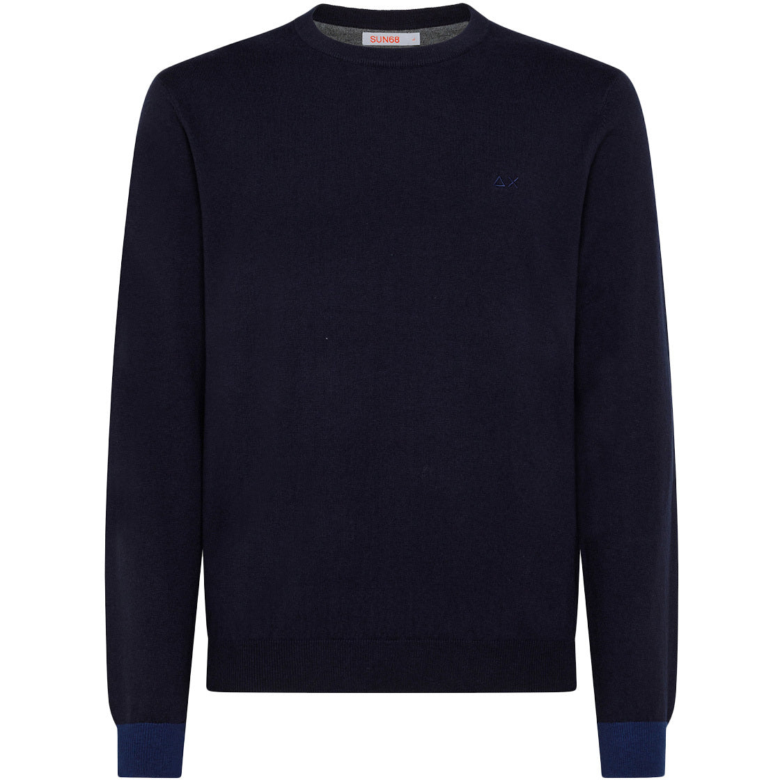 SUN68 Pullover Round Elbow Contrast Uomo Navy Blue K42110 07 NAVY BLUE 