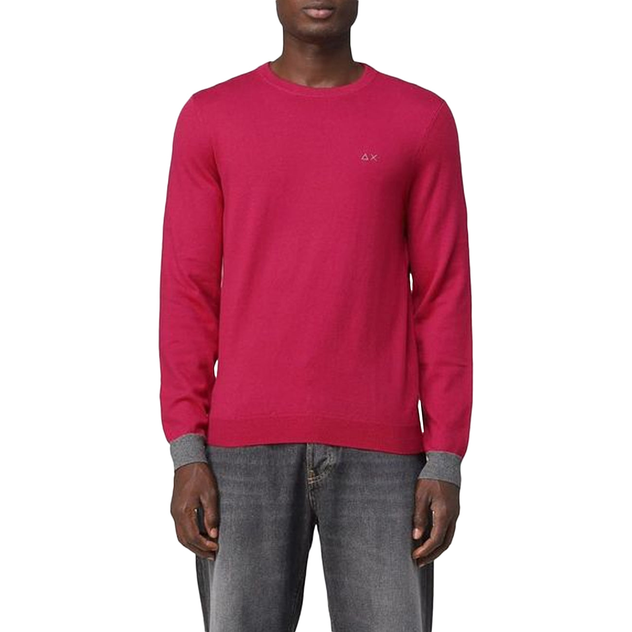 SUN68 Pullover Round Elbow Contrast Uomo Ciclamino K42110 72 CICLAMINO 