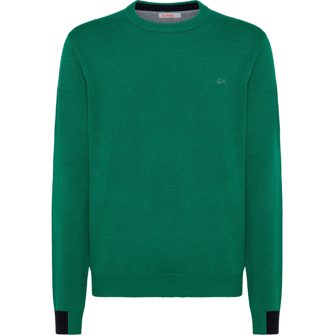 SUN68 Pullover Polsini Colorati Uomo Verde Prato K42134 88 VERDE PRATO 