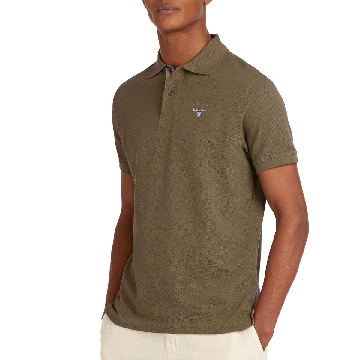 BARBOUR POLO U. TARTAN PIQUE BARBOUR MML0012 OL51 DARK OLIVE CLASSIC 