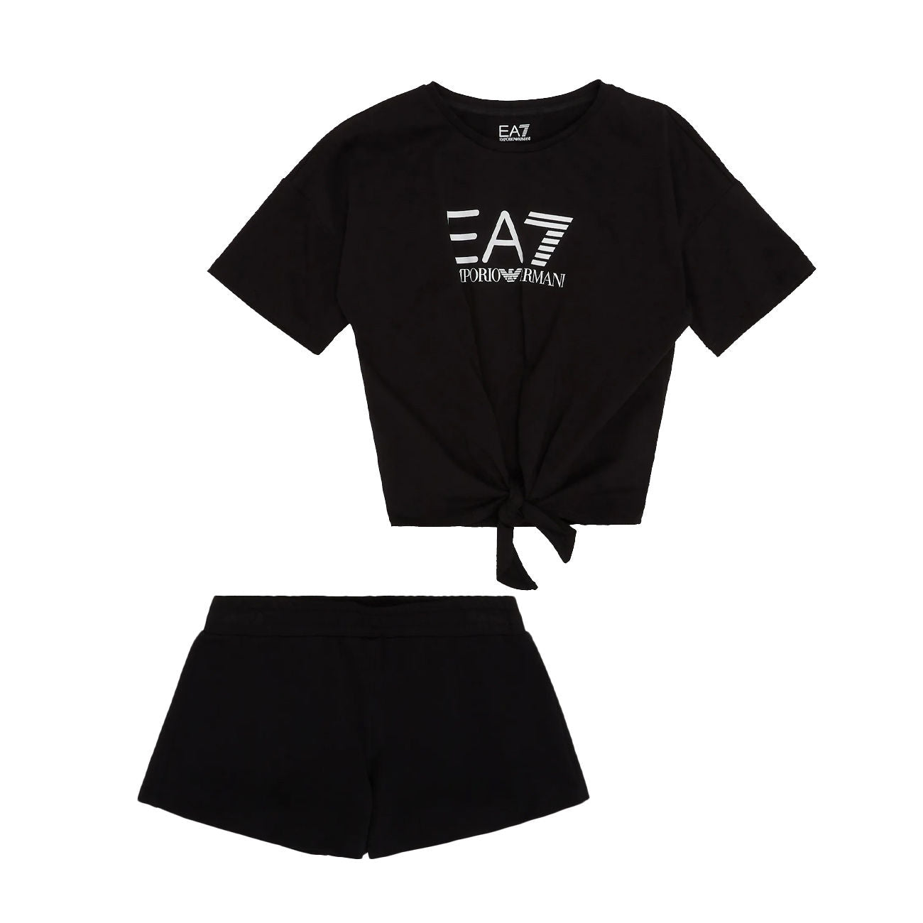 EA7 COMPLETO J. G. T.SHIRT E SHORTS SHINY EA7 3RFV52FJ7CZ 1200/NERO 