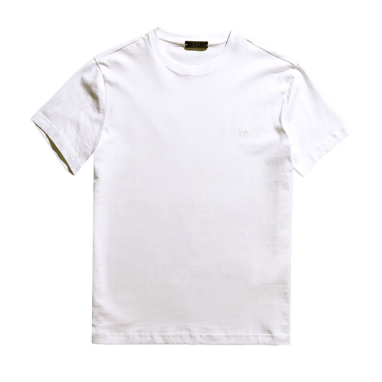 FAY T-Shirt Ricamo Su Petto Uomo Bianco NPMB3461300UCXB001 BIANCO 