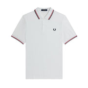 FRED PERRY Polo Twin Tipped Uomo White Bright Red Navy M360045 748 WHT/BRT RED/NVY 