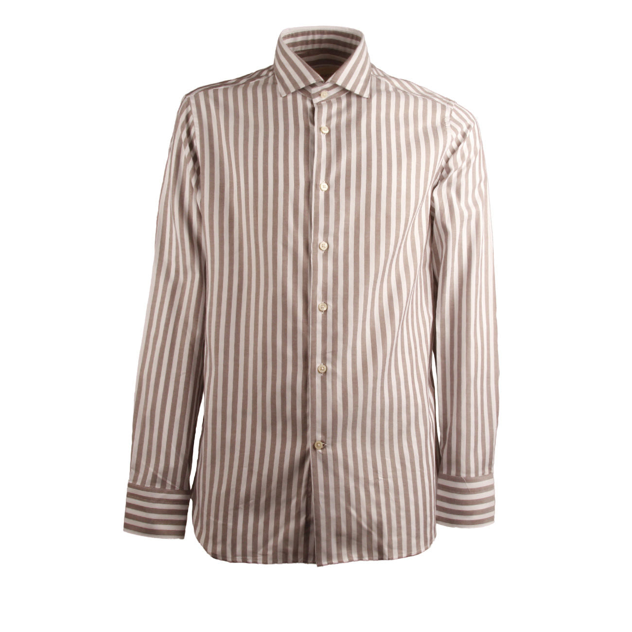 GUGLIELMINOTTI Camicia Rigata Uomo Bianco Marrone QI0FUR RR1/B.CO/MARRONE 