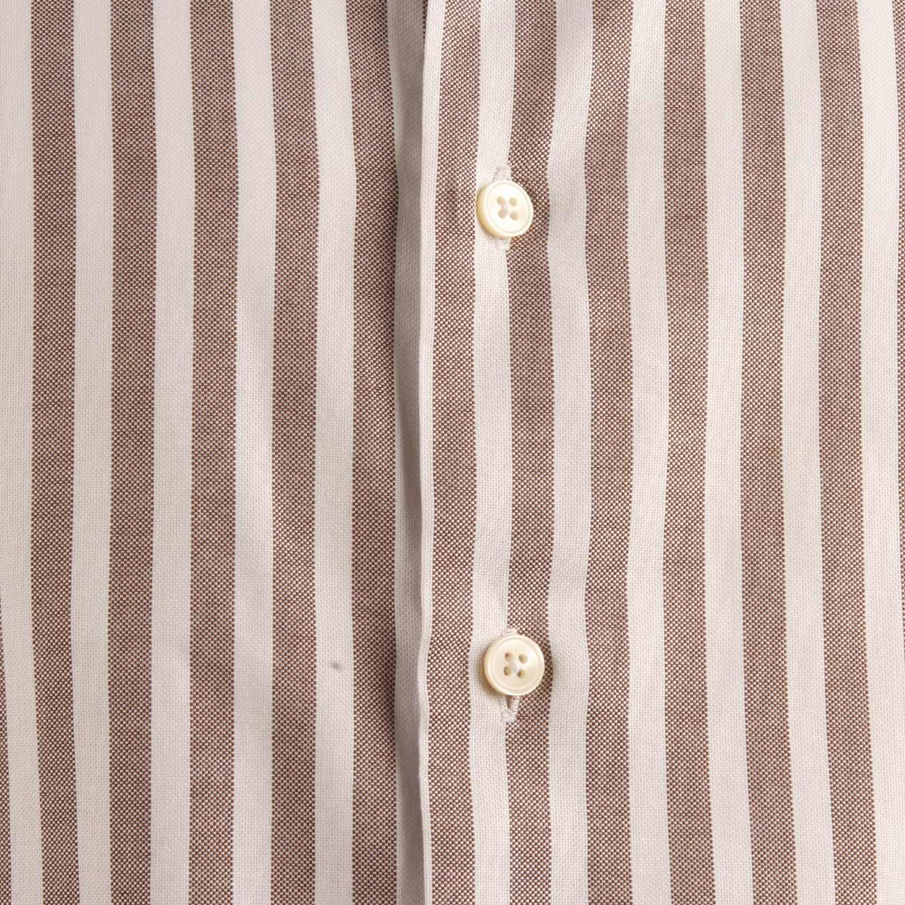 GUGLIELMINOTTI Camicia Rigata Uomo Bianco Marrone QI0FUR RR1/B.CO/MARRONE 