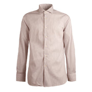 GUGLIELMINOTTI Camicia Rigata Collo Francese Uomo Bianco Marrone UB5FUR RR2/B.CO/MARR. 