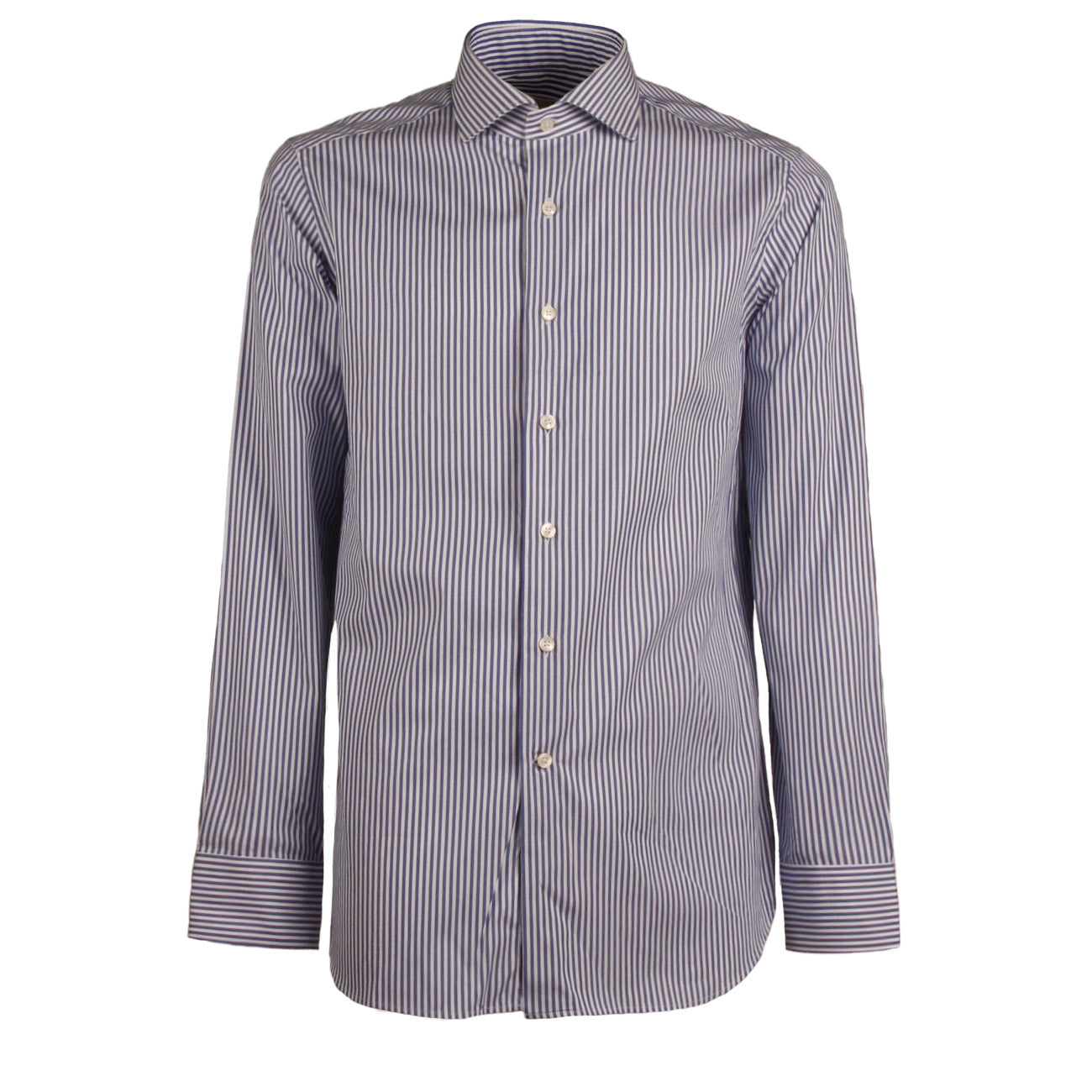 GUGLIELMINOTTI Camicia Rigata Collo Francese Uomo Bianco Blu UBEFIR RC2/B.CO/BLU 