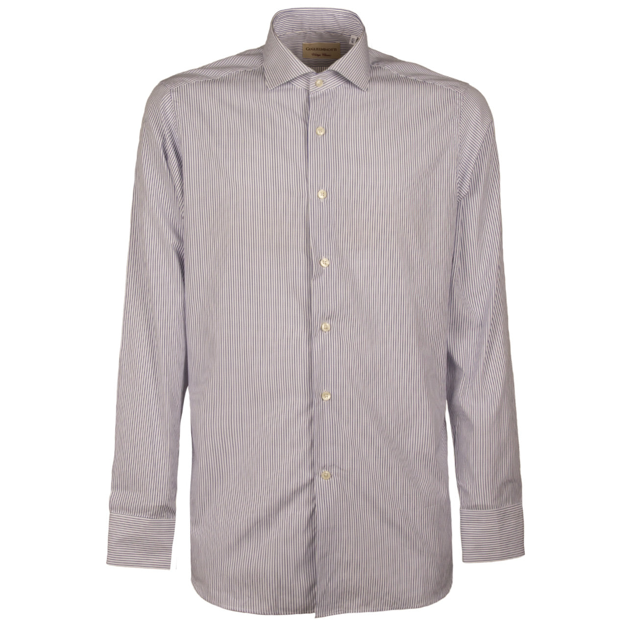 GUGLIELMINOTTI Camicia Rigata Collo Francese Uomo Bianco Blu UBEFIR RC4/B.CO/BLU 