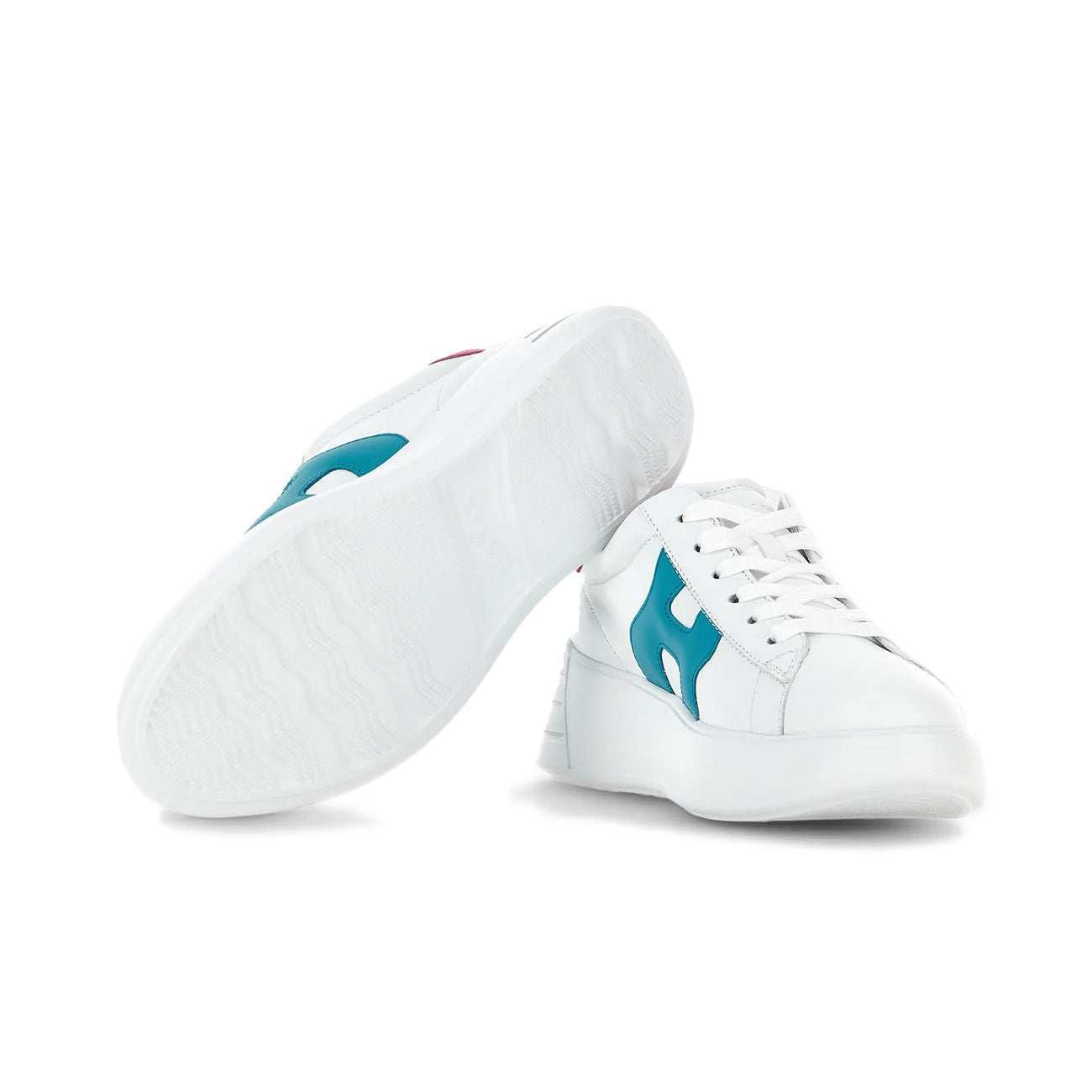 HOGAN Sneakers Rebel H564 Donna Bianco Rosa Verde HXW5640DN61QZB0SRW BIANCO/ROSA/VERDE 
