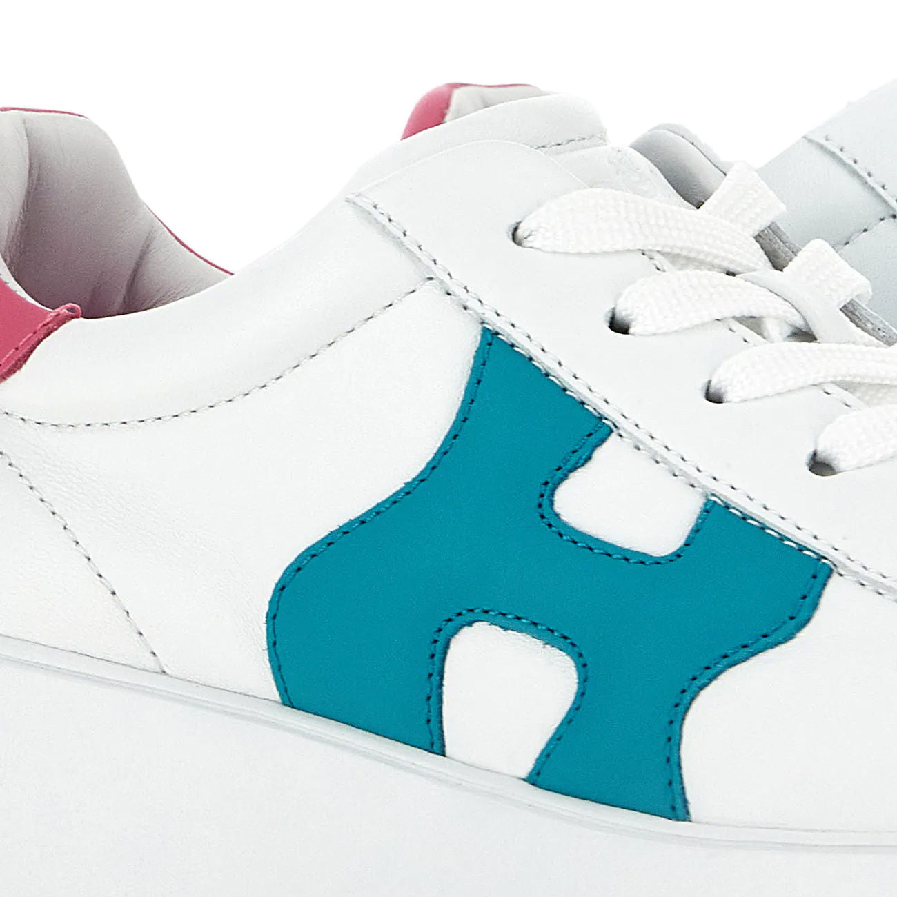 HOGAN Sneakers Rebel H564 Donna Bianco Rosa Verde HXW5640DN61QZB0SRW BIANCO/ROSA/VERDE 