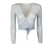 JUCCA Cardigan Incrocio Corto Donna Azzurro Lurex J3711044/124 POLINESIA 1789/AZZ. LUREX 