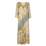 JUCCA Abito Lungo Fiore Donna Polinesia J3717057/36 POLINESIA 1798/AZZ. GIALLO 