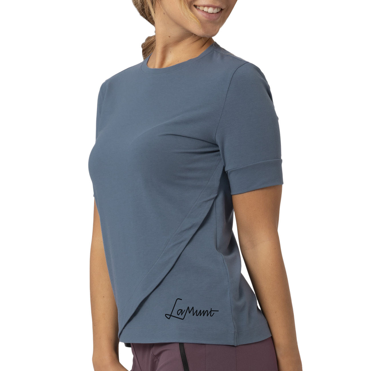 LAMUNT T-Shirt Maria Logo Curve Donna Antic Blue MARIA85/0000050058 3060 ANTIC BLUE 