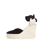 MANEBI Sandali Hamptons Zeppato Con Lacci K10WH BLACK 