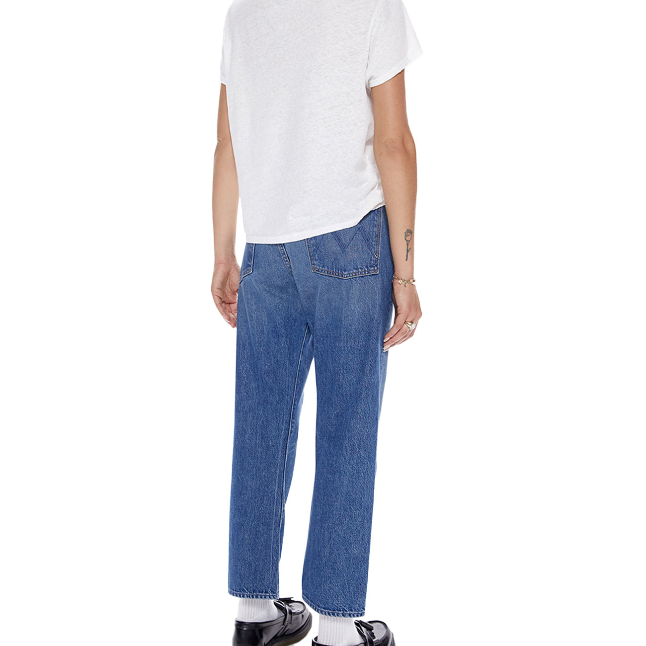 MOTHER Jeans The Ditcher Crop Donna Blu Medio 1448/1085 HIT THE GROUND RUNNI 