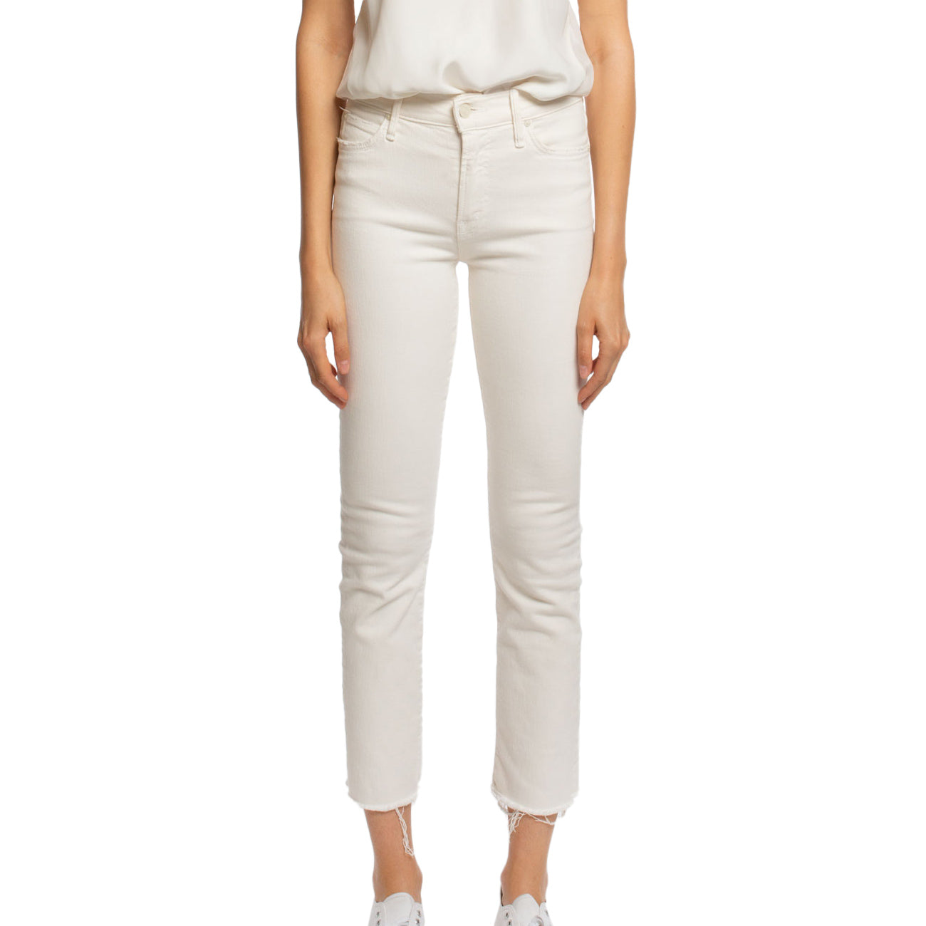 MOTHER Jeans Rascal Ankle Snippet Donna Bianco 1854/753 CFS/CREAM PUFFS 