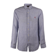 POLO RALPH LAUREN Camicia Lino Rigata Uomo Blu Bianco 710912896 BLUE/WHITE 