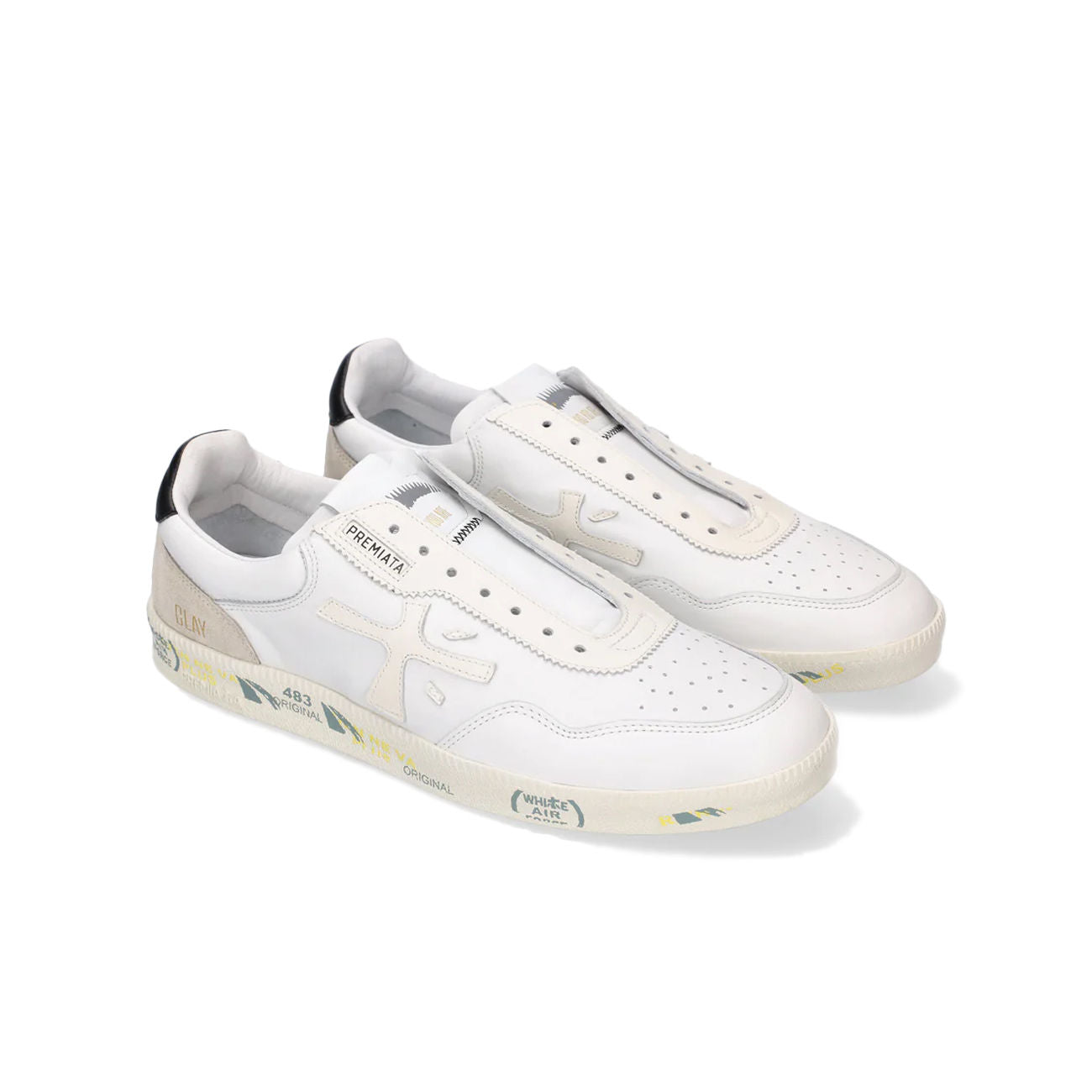 PREMIATA SLIP ON U. SENZA STRINGHE PREMIATA CLAY VAR 6351 WHITE/BLACK 