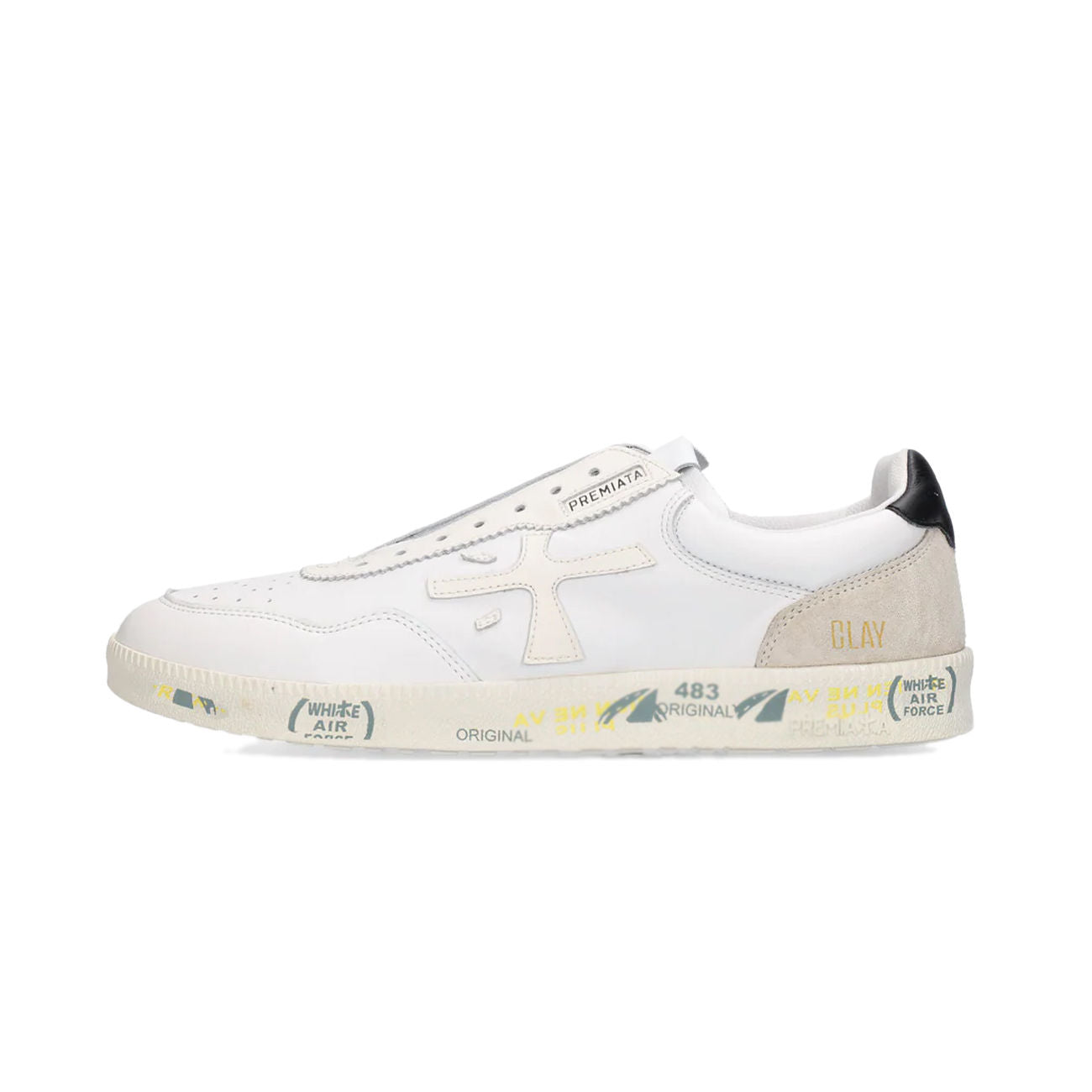PREMIATA SLIP ON U. SENZA STRINGHE PREMIATA CLAY VAR 6351 WHITE/BLACK 
