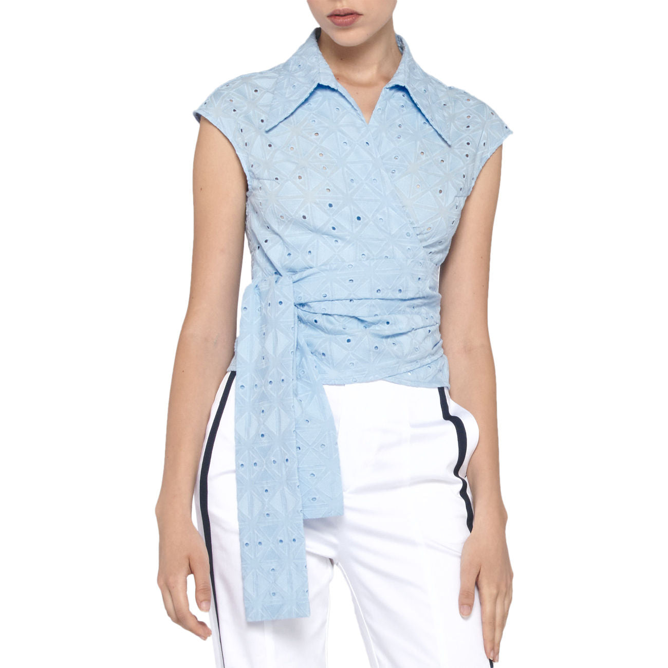 SILVIAN HEACH VEST TOP D. RAGIOL SH CVP23031TOHB BLUE CHAMBRAY 
