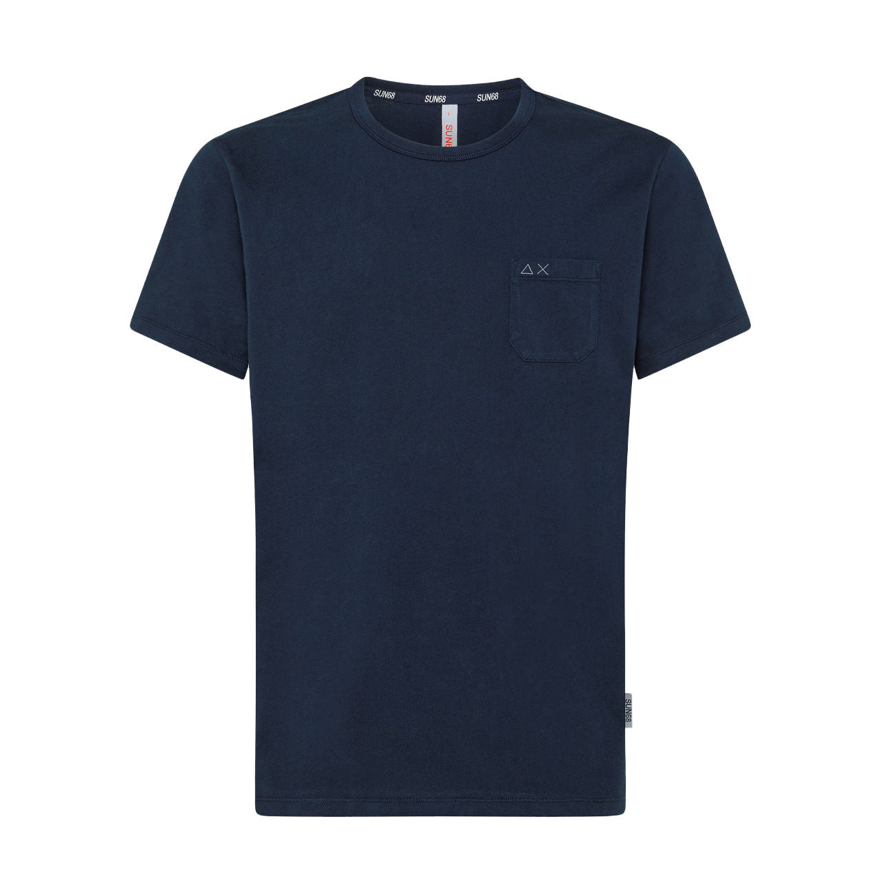 SUN68 Tshirt Round Solid Pocket Uomo Navy Blue T33101 07/NAVY BLUE 