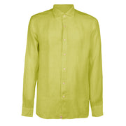 TINTORIA MATTEI 954 Camicia In Lino Collo Francese Uomo Giallo Lime Q66TNW UT9/GIALLO LIME 