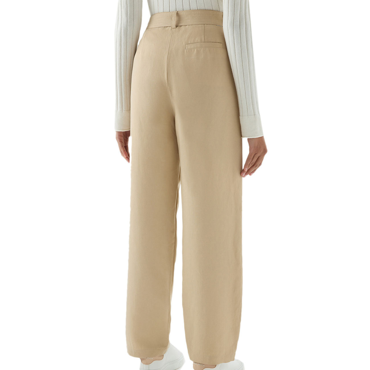 WOOLRICH PANTALONE D. IN MISTO VISCOSA E LINO C/CINTURA IN TESSUTO WOOLRICH CFWWTR0151FRUT3043 8925/FEATHER BEIGE 