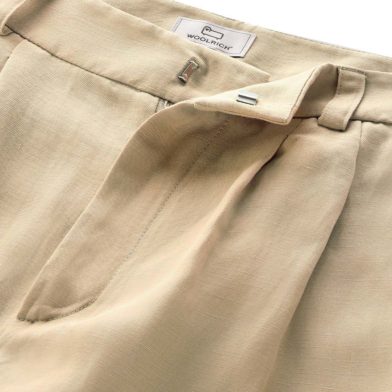 WOOLRICH PANTALONE D. IN MISTO VISCOSA E LINO C/CINTURA IN TESSUTO WOOLRICH CFWWTR0151FRUT3043 8925/FEATHER BEIGE 