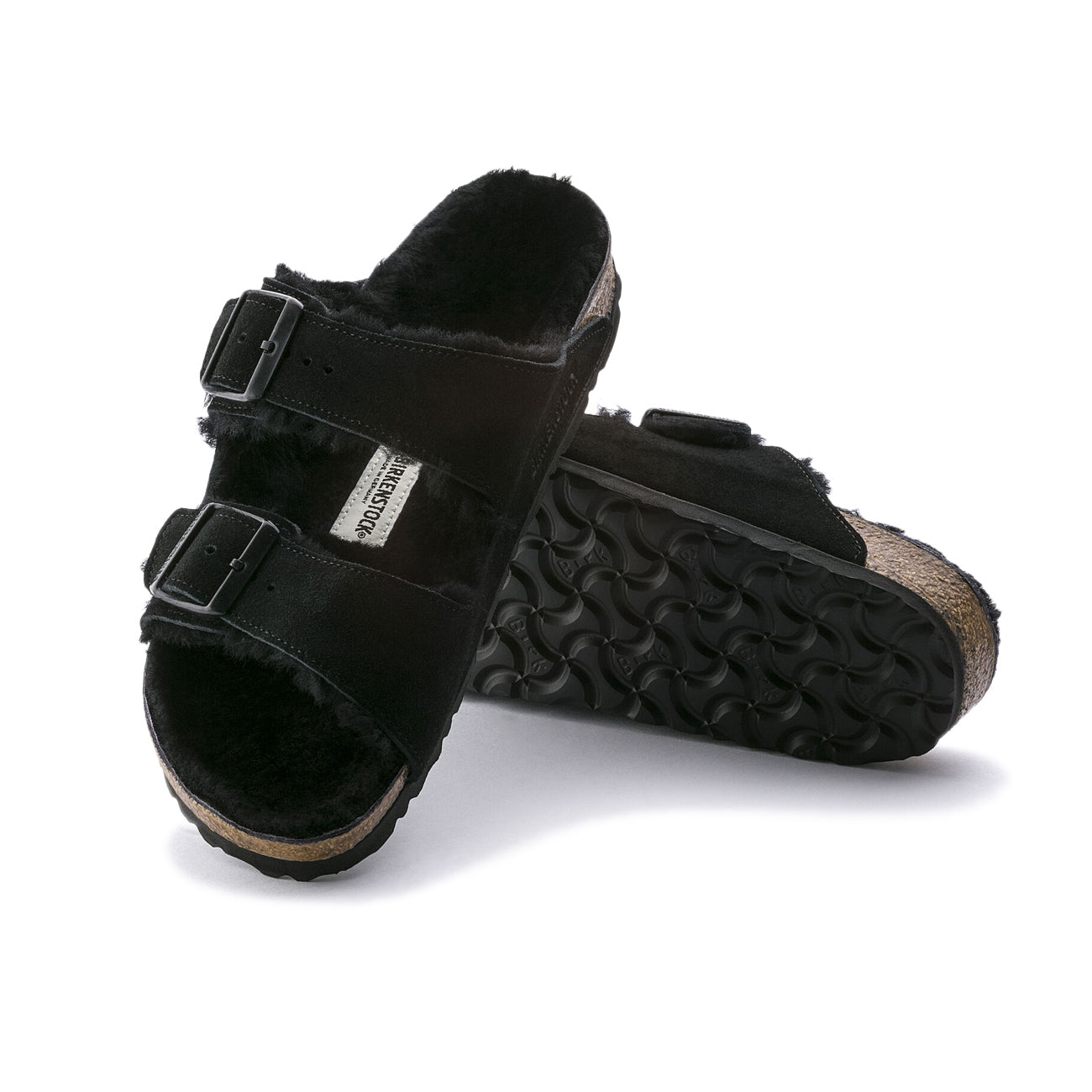 BIRKENSTOCK Sandali Arizona Shearling Unisex Black 0752663 BLACK/BLACK 