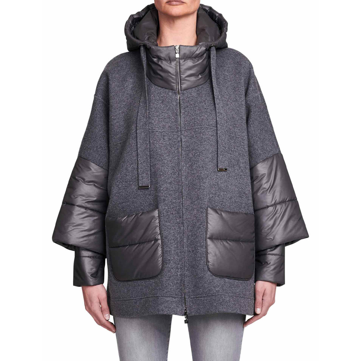 D.EXTERIOR Cappa Over Donna Grigio 57243 14FEL-FELPA 
