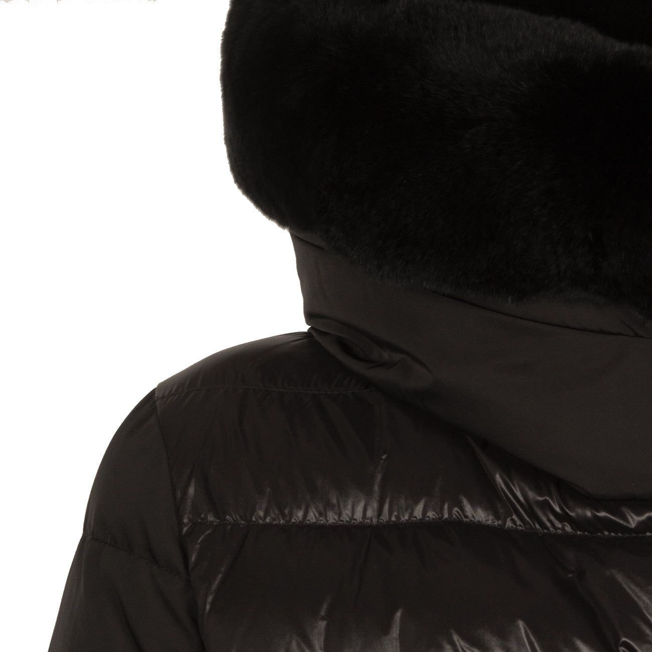 DIEGO M Piumino Con Cappuccio In Pelo Donna Nero 23IMT910.0TC 999 BLACK 