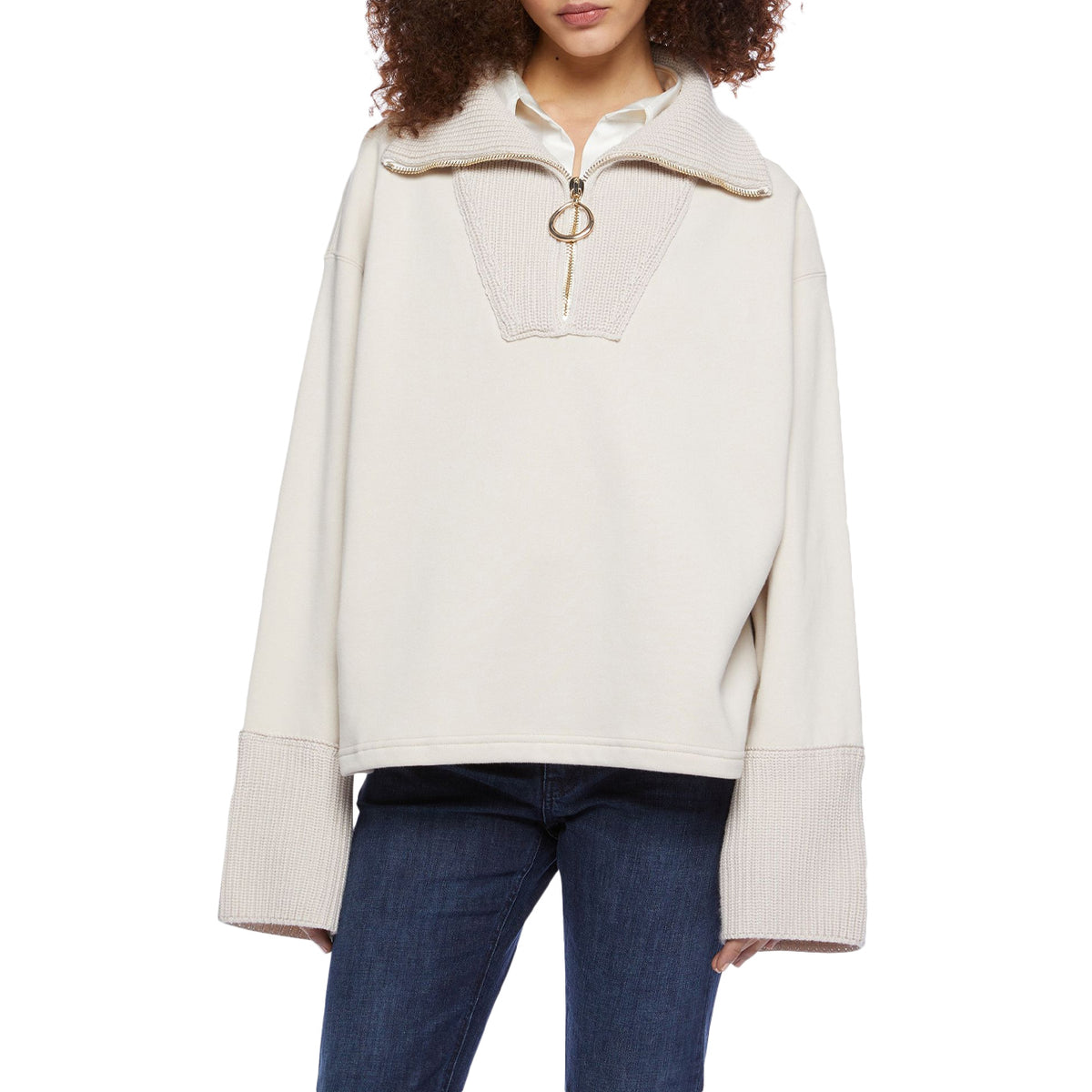 DONDUP Felpa Mezza Zip Over F476 KF0206D XXX 010 LIEVITO 