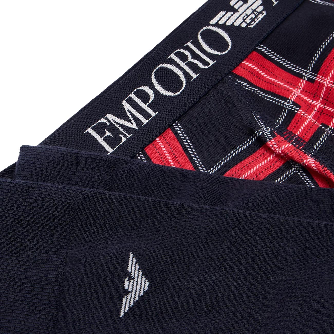 EMPORIO ARMANI UNDERWEAR Gift Box Boxer Tartan E Calze Uomo Marine Scozzese 1120073F514 58436 SCOZZESE/MARINE 