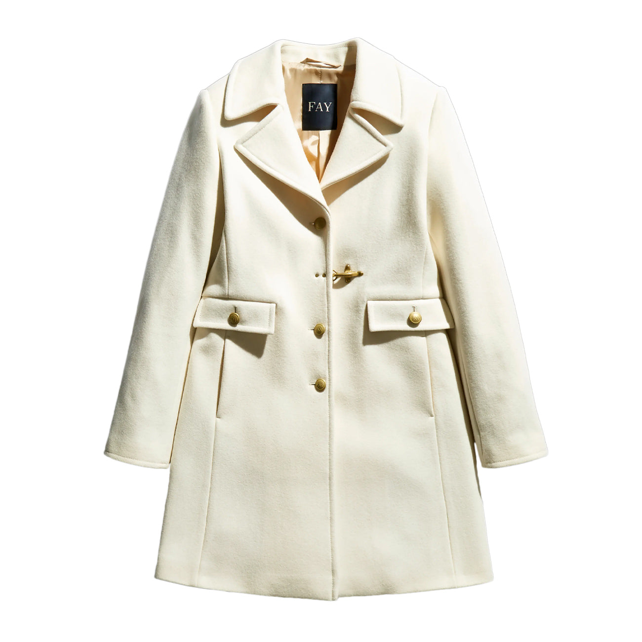 FAY Cappotto Con Gancio Donna Bianco Lana NAW50473170SGLB008 BIANCO LANA 