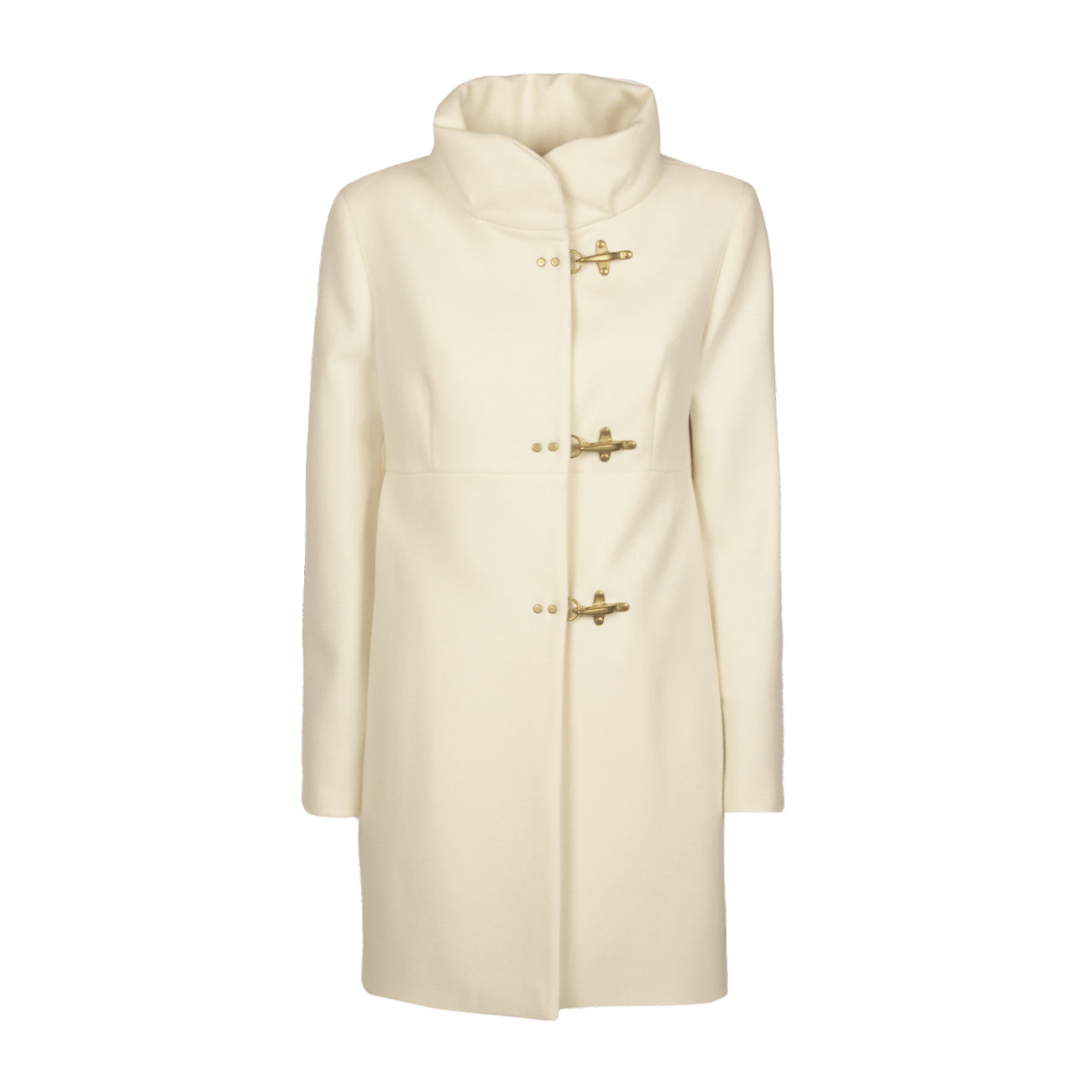 FAY Cappotto Romantic 3 Ganci In Panno Di Lana Donna Bianco Lana NAW5047Y050SGLB008 BIANCO LANA 