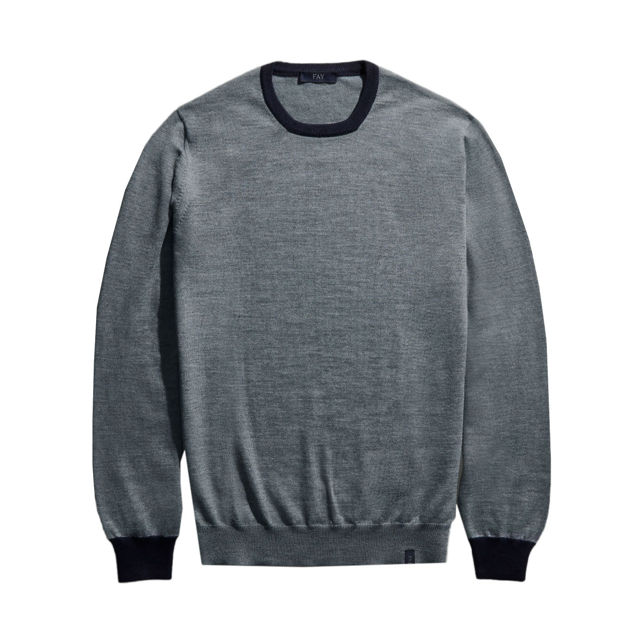 FAY Maglia In Lana Uomo Argento Blu Den Glassè NMMC1472230VLM003K ARGENTO+BLU DEN+GLASSE 