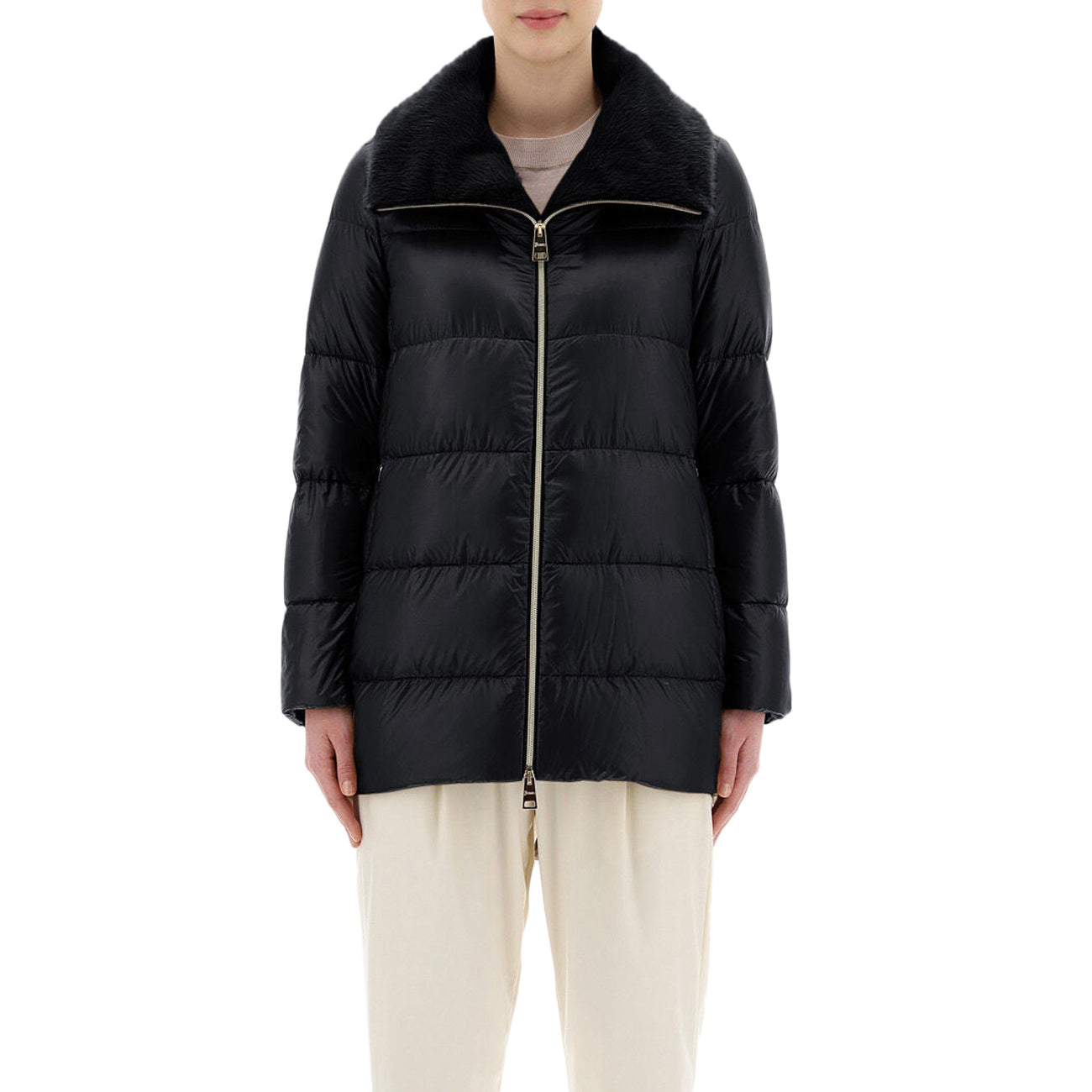 HERNO Piumino Asimmetrico Donna Nero PI001536D12017 9300 NERO 